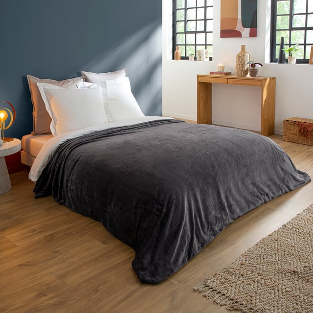DODO | Couverture Polaire Extra Douce Coloris Anthracite 240x260