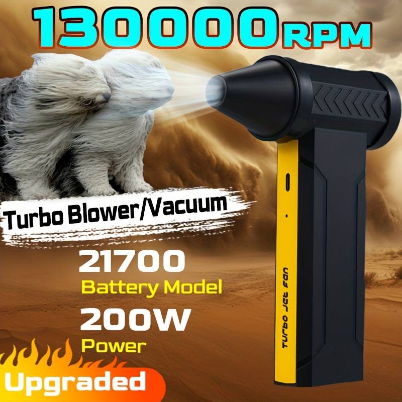 Bezprzewodowa dmuchawa/odkurzacz Turbo 200W - 3 prędkości, 150000 RPM, USB, do czyszczenia wewnątrz/na zewnątrz