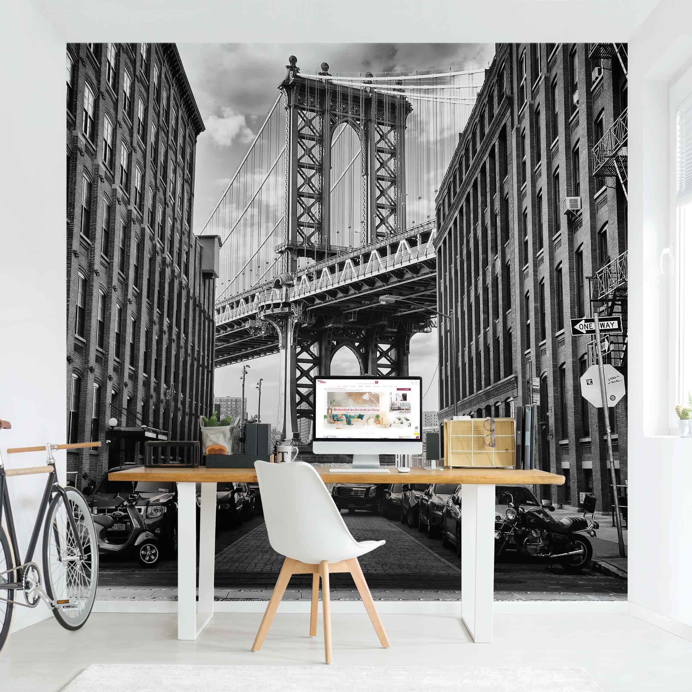 Runa Art Quadro Murales New York City 5 Pezzi – Ponte Città In Nero Di Seppia – Stampe Su Tela Non Tessuta, Pronto Da Appendere, Per Camera E Corridoio