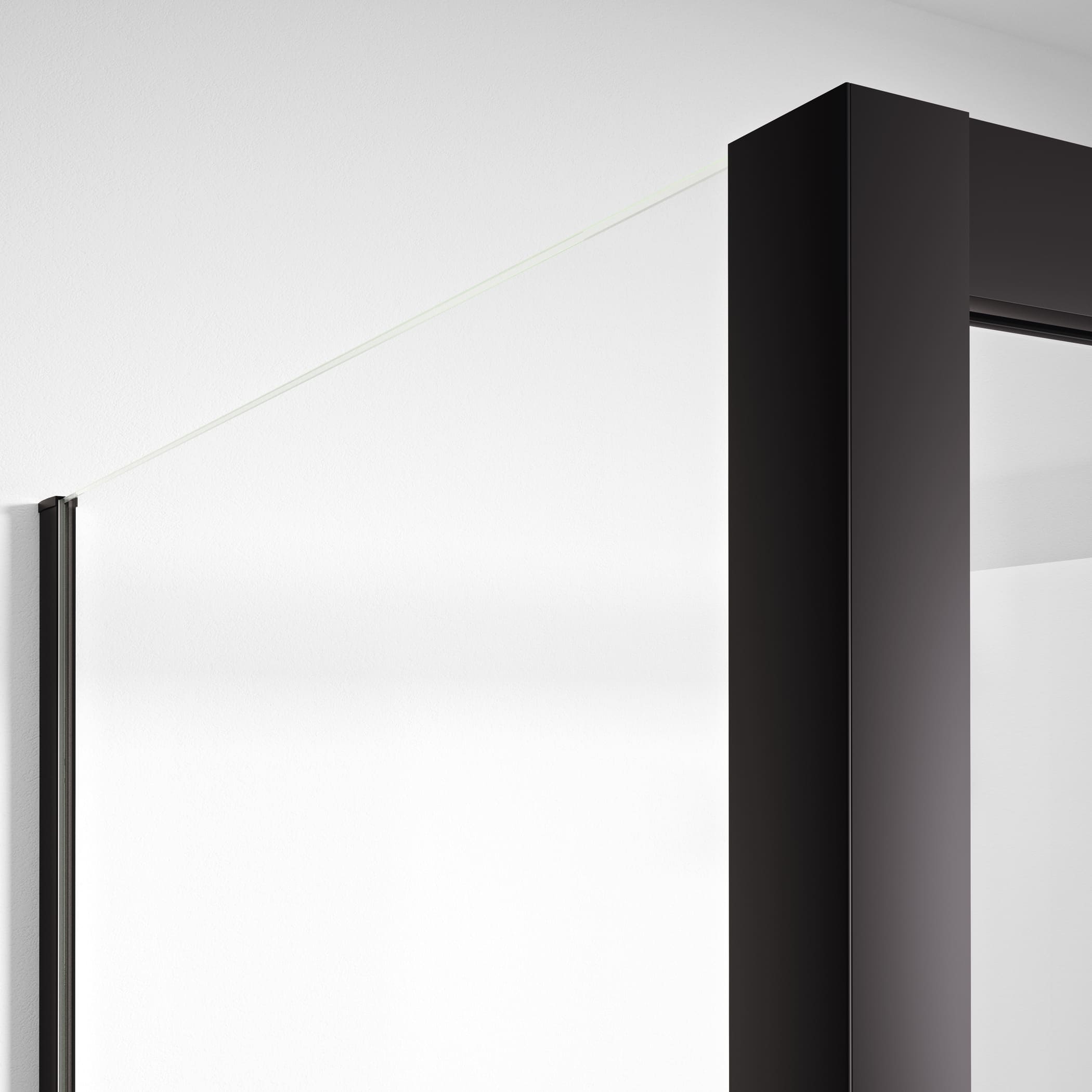 BELLOBATH - Cabina de duche angular 1 porta deslizante + 2 fixas - Vidro Antical - Negro - Largura Adaptável 125-130x87-90 - Porta Direita - 2