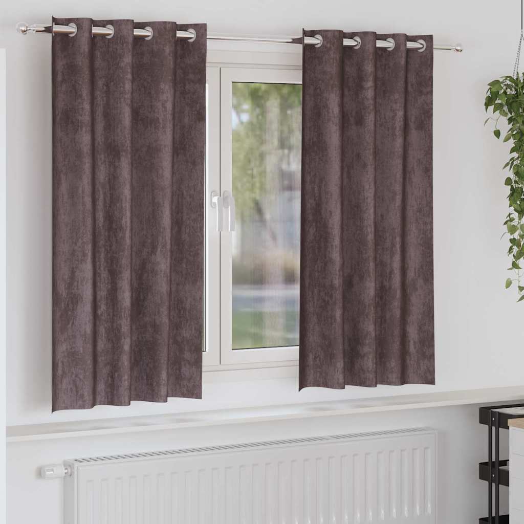 Zasłony z weluru z zasłonami 2 pcs Brązowy 175 x 140 cm Aksamit vidaXL