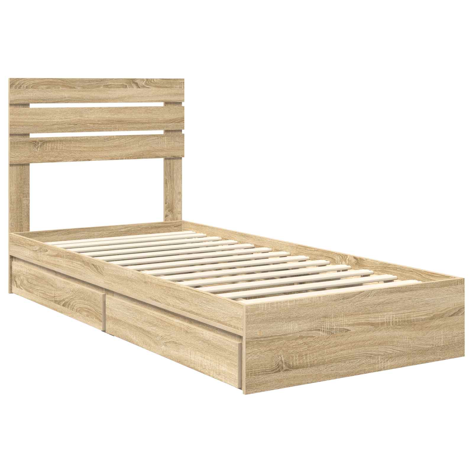 Lit de rangement chêne 75 x 190 cm panneau de bois - 4