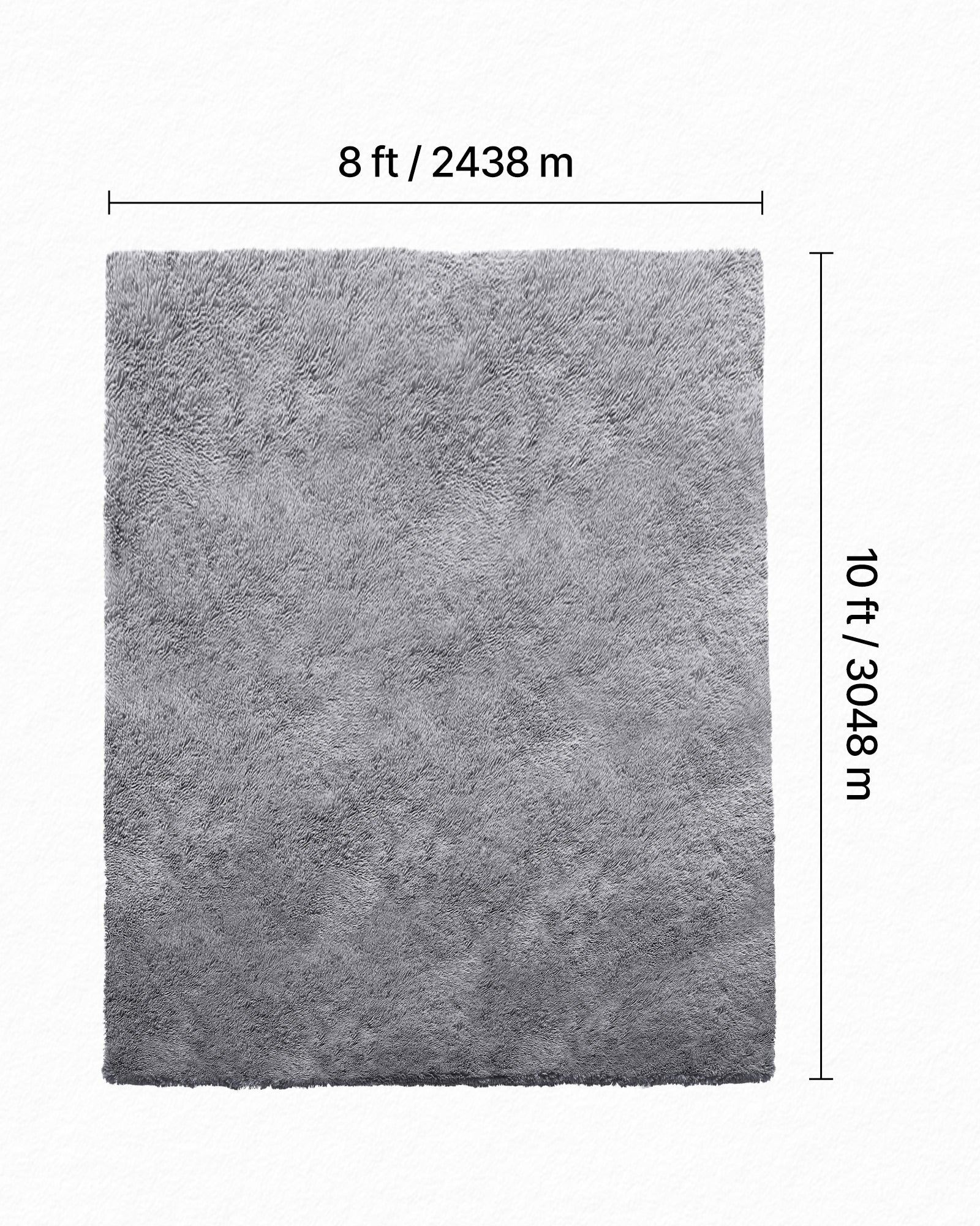 Tapete de sala VEVOR de pelo longo de 2,44 x 3,05 m, decoração retangular, antiderrapante, macio e fofo, com base não tecida, cinza fumado - 3