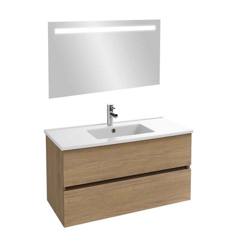 Mueble bajo lavabo 100 cm jacob delafon roble tolbiac + espejo led