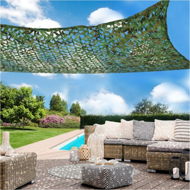 4x3 M Voile d'ombrage rectangulaire Design Camouflage Shade Plaid vert, filet de camouflage de protection solaire d'ombrage extérieur - 5