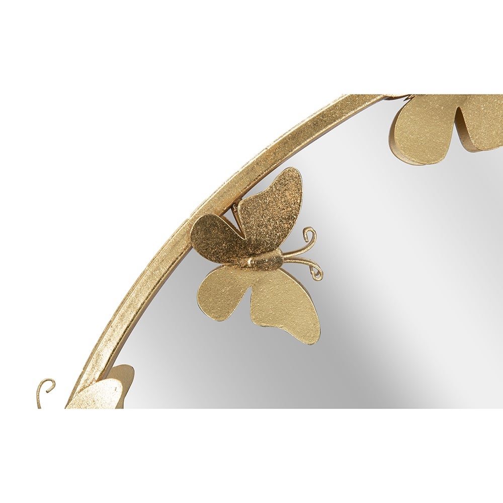 Specchio rotondo da parete dorato con farfalle decorative 74cm Butterfly S - 5