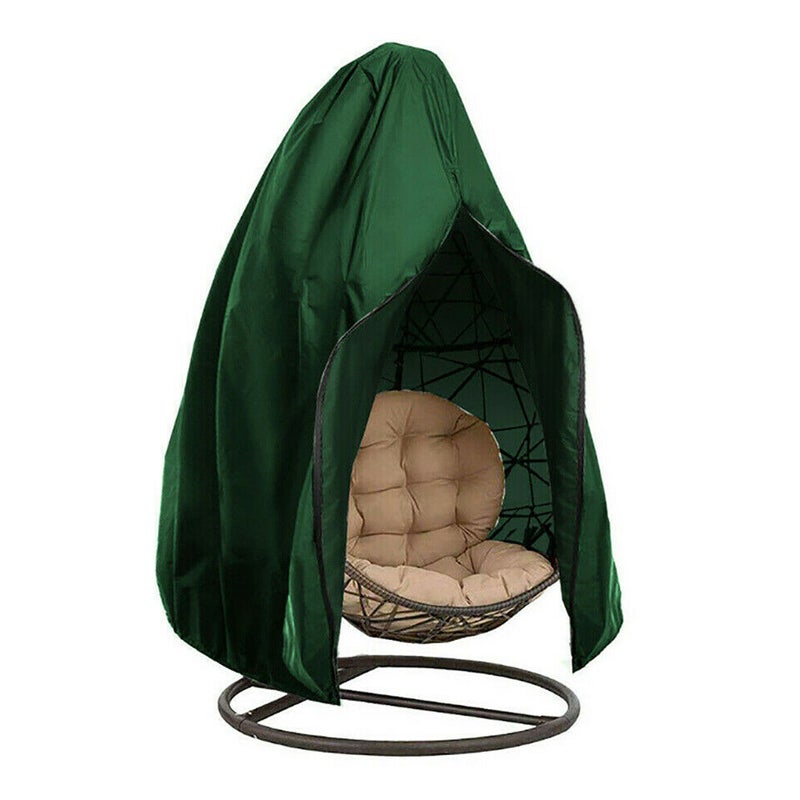 Pokrowiec na krzesło wiszące ogrodowe z rattanu, wodoodporny i pyłoszczelny, z zamkiem błyskawicznym, 190 x 115 cm (zielony)
