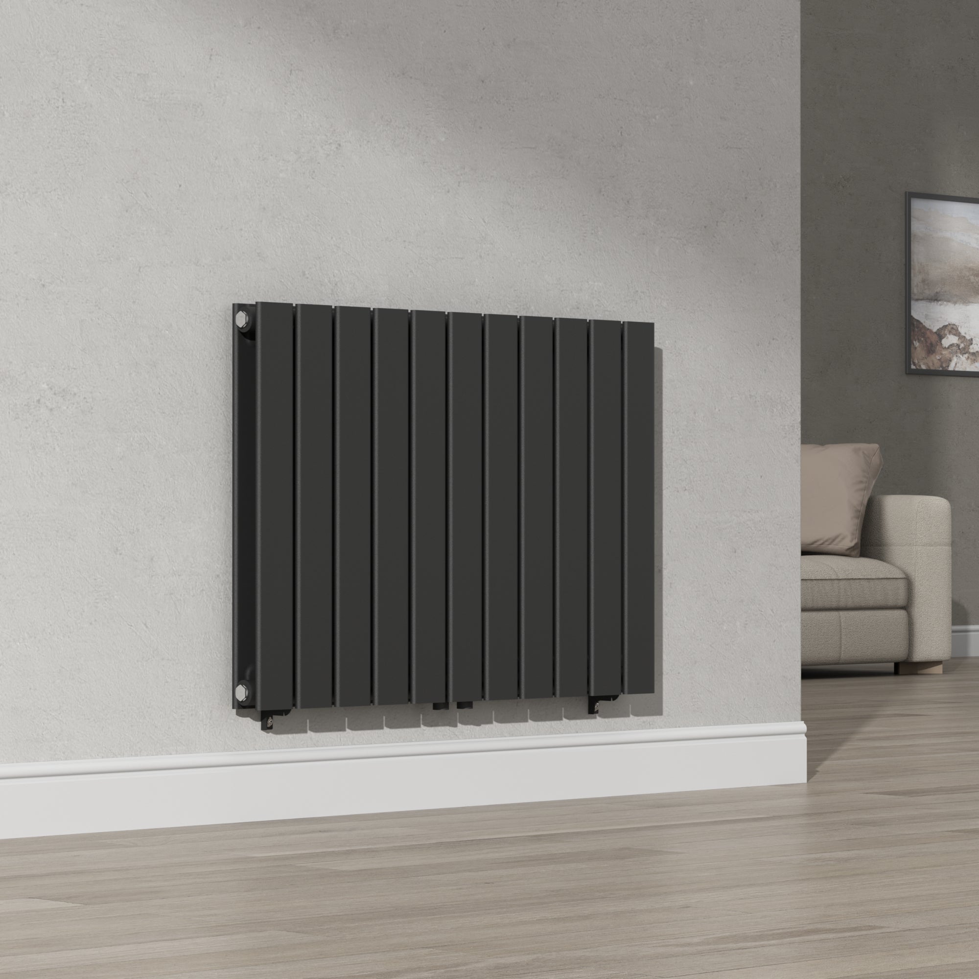 Étagère Console Moderne à Pieds épingles à Cheveux - 82x80x18 Cm - Noir - Idéale Pour Cadrer Radiateur