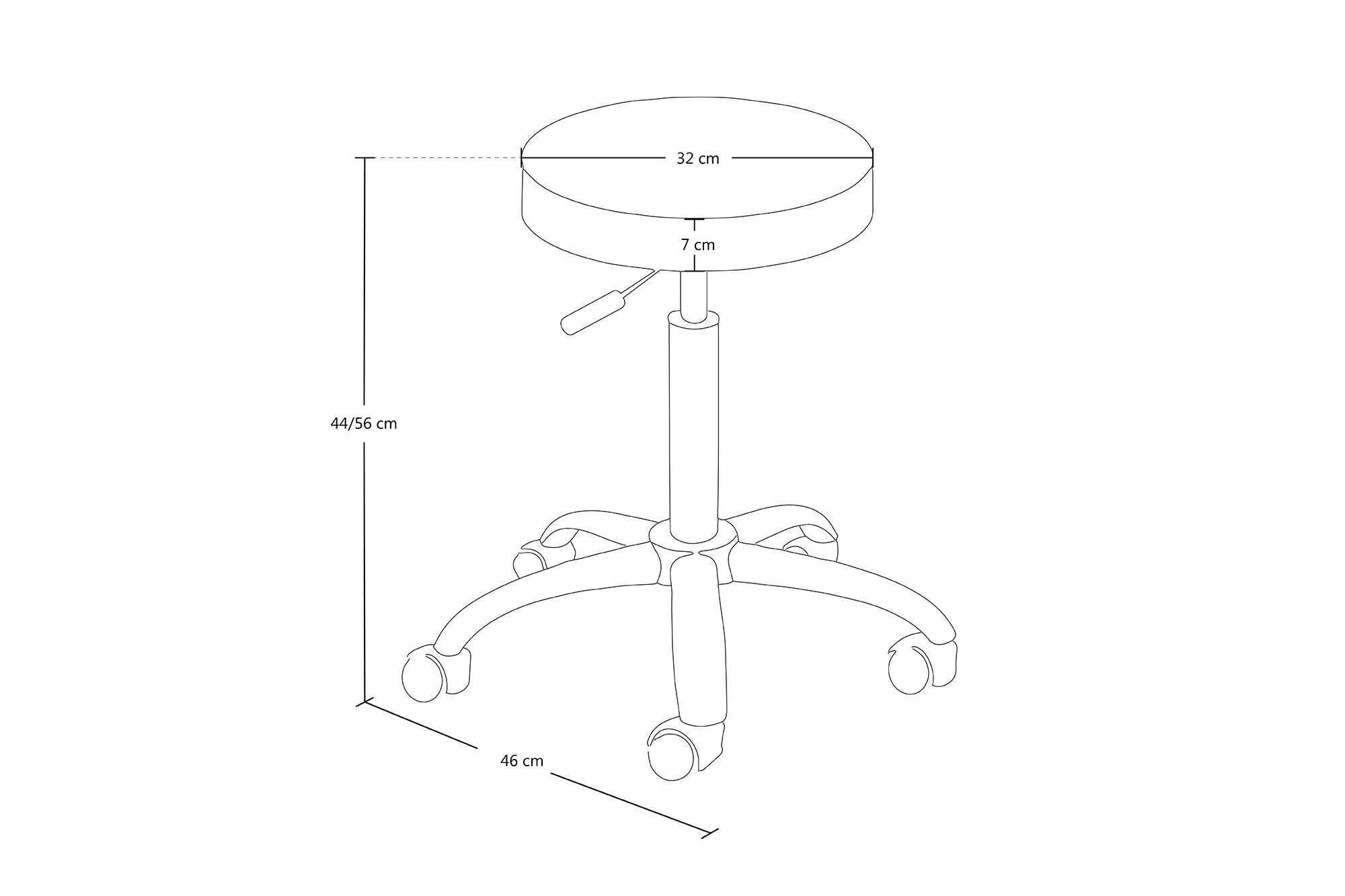 Sgabello professionale estetista in ecopelle, sgabello da ufficio mod. Alvin - 3