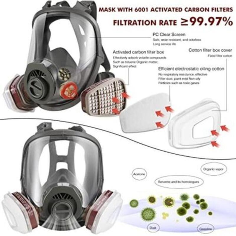 Masque à gaz intégral, respirateur de protection nucléaire et chimique réutilisable, filtre à charbon actif 6001 CN, niveau de protection 40 mm. - 3
