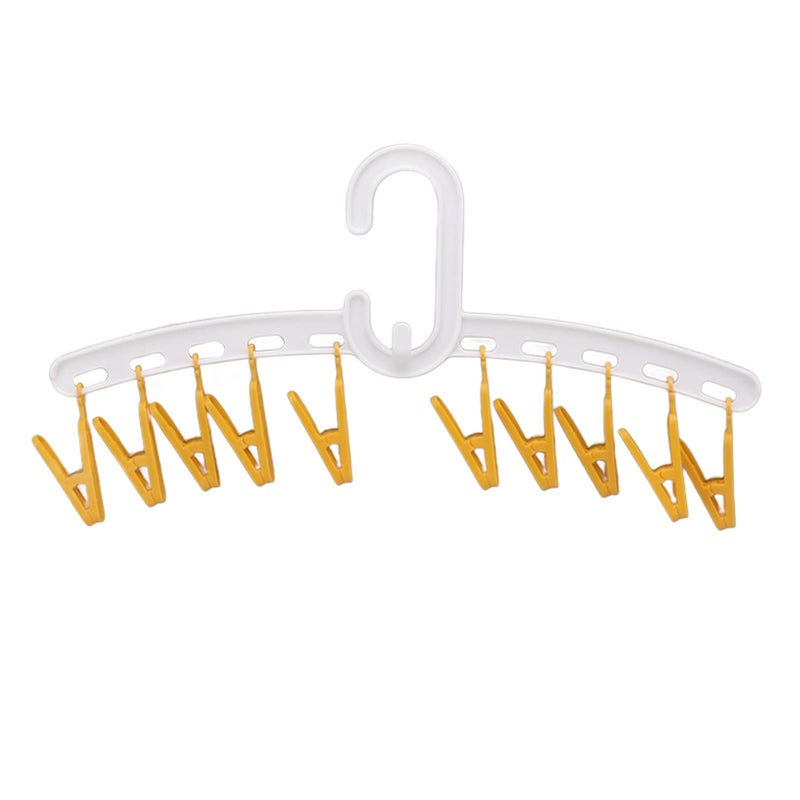 Plastikowe klipsy do skarpet, prosty pręt do suszenia ubrań, przenośne akcesoria podróżne (biały + żółty)