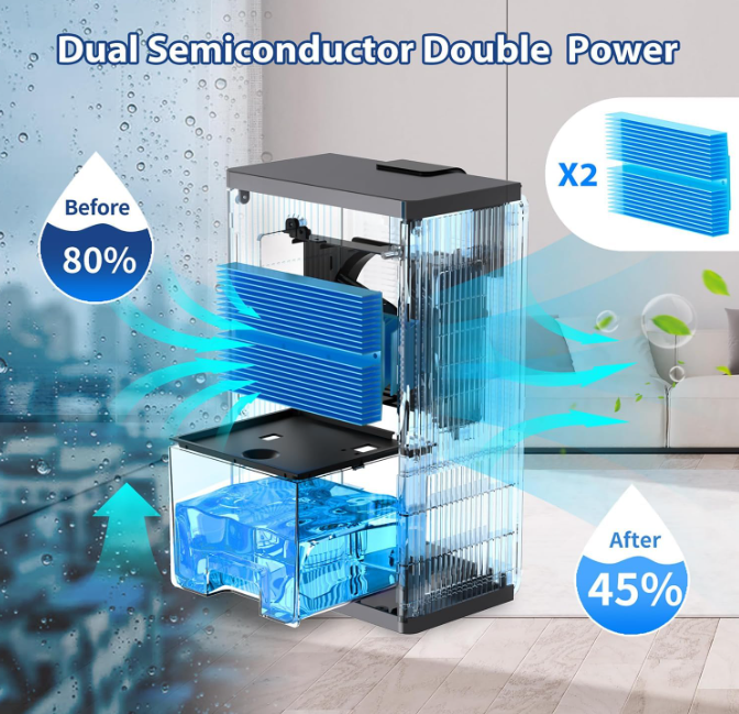 Déshumidificateur intelligent, purificateur d'air, maintien intelligent de l'humidité, avec réservoir d'eau et télécommande, pour les placards (gris) - 5