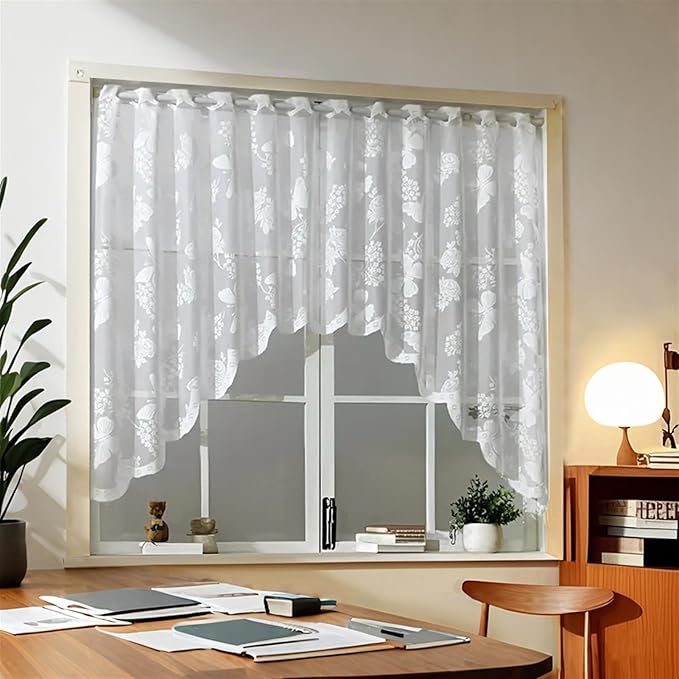 Tende HLC.ME Jefferson 2 Pannelli In Finta Seta Blu Polvere 137x84 Cm | Semitrasparenti Con Fodera Per Privacy - 4