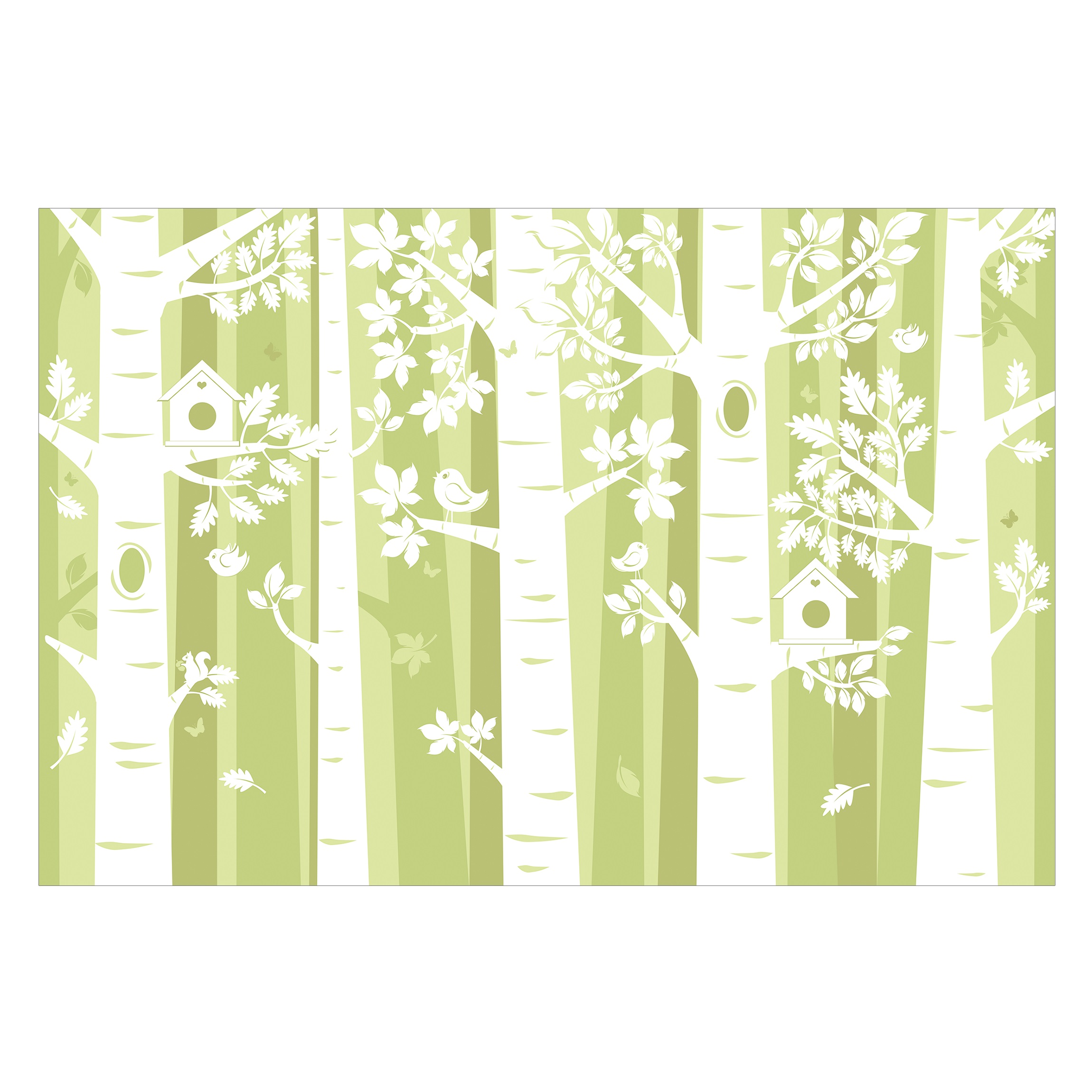 Papel pintado fotomural árboles bosque verde 15 - habitación infantil niño niña bebé - tnt 288 x 190 cm smart