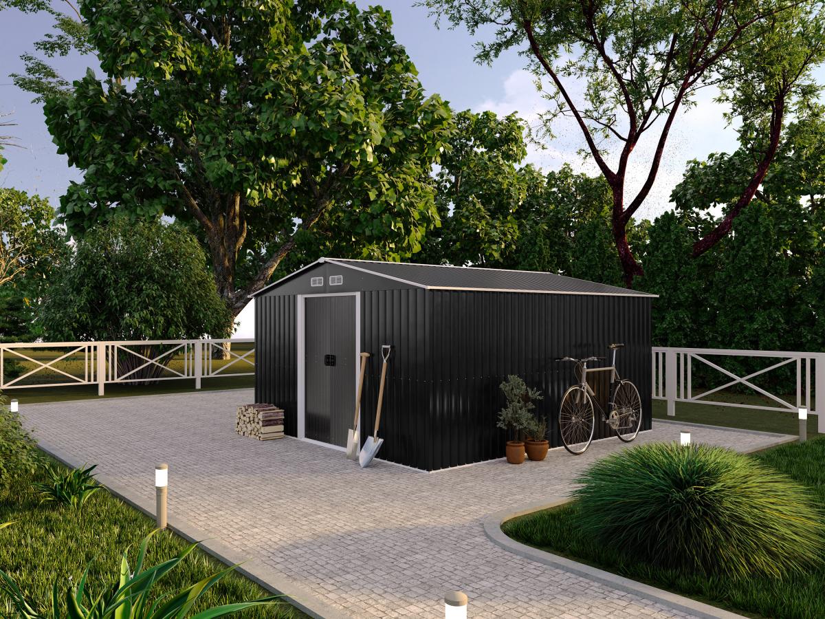 Abri de jardin métal en acier galvanisé gris 12,5 m² - MANSO - 7
