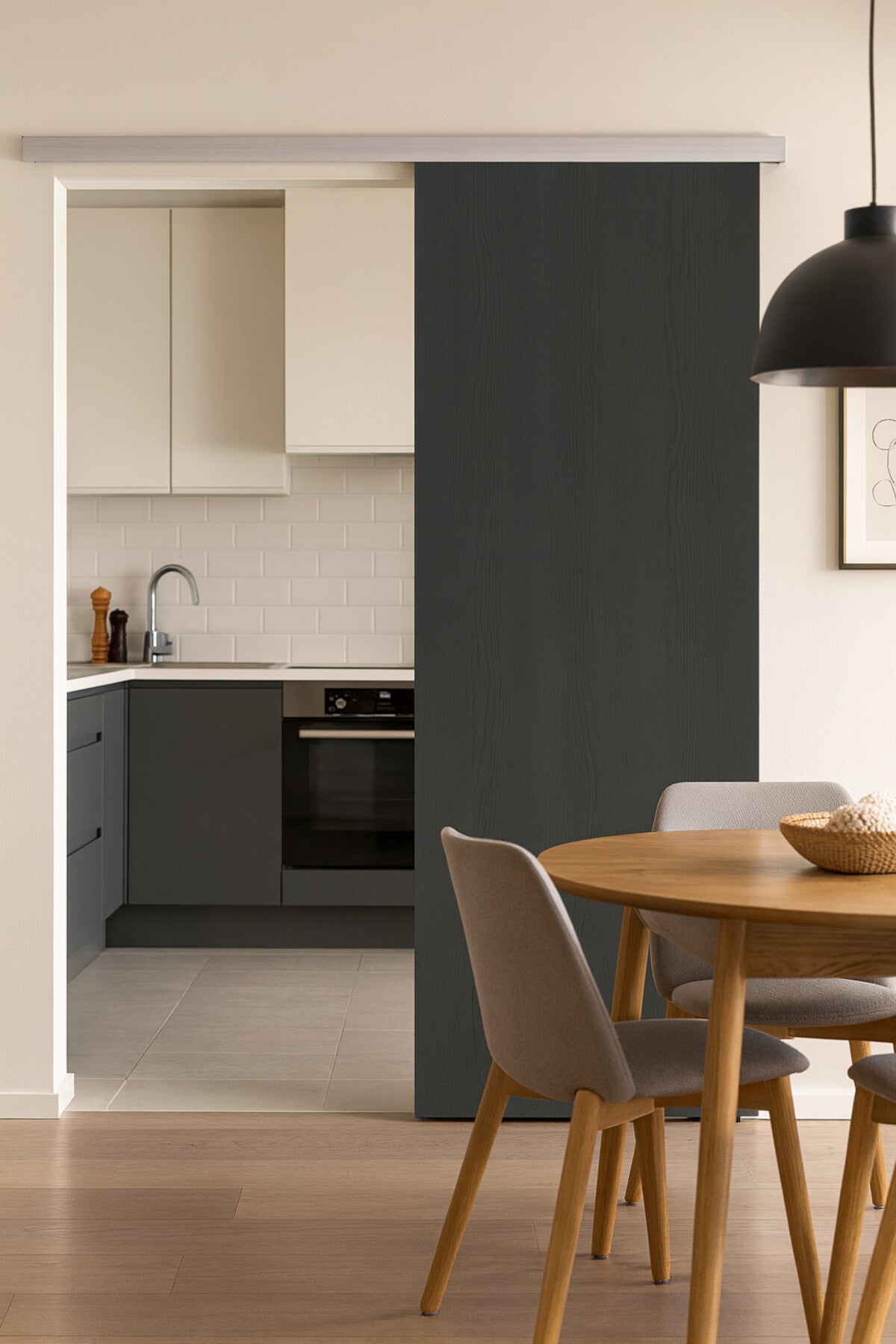 Porte Coulissante Grey Oak H204 X L83 Cm, Rail Alu Gd Menuiseries ...