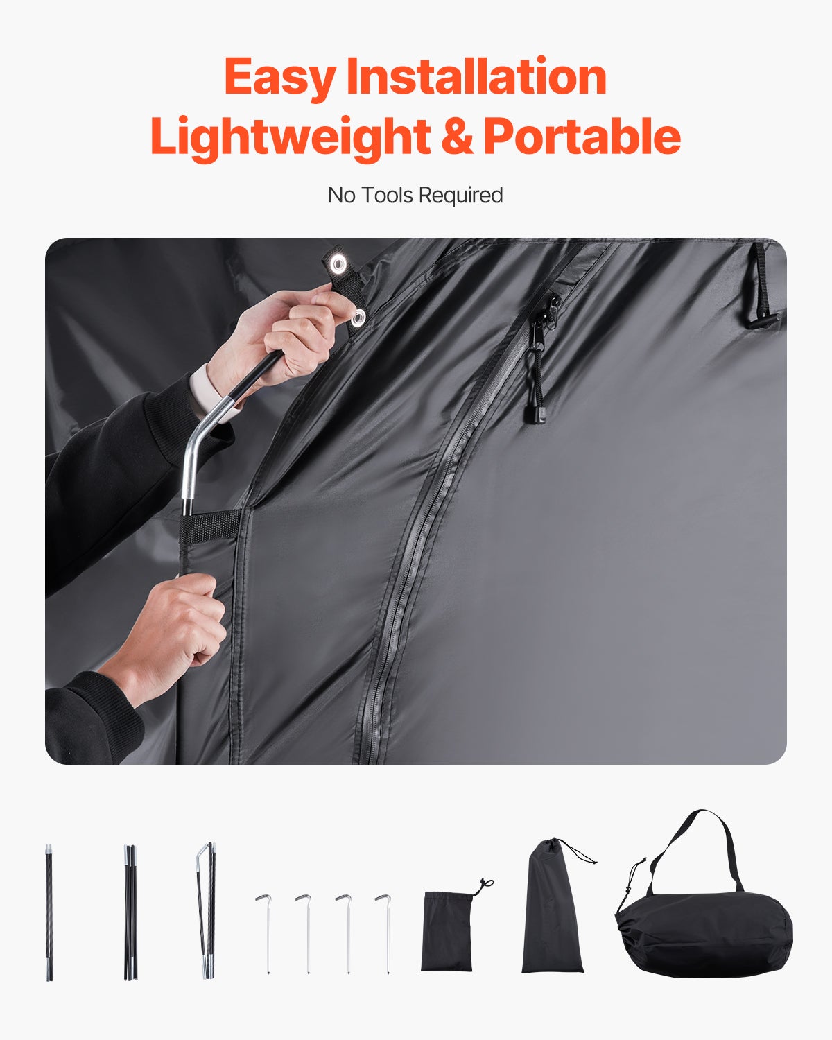 Abri à Vélo pour 3-4 Vélos,VEVOR Tente Rangement Étanche,Fenêtre Ventilée,Poteaux Fibre de Verre,Double Fermeture Éclair,Tissu Oxford,Extérieur - 5