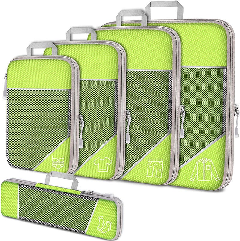Lot De 5 Cubes De Compression Voyage - Tissu Oxford 600D, Gain De Place 60%, Organisateur Valise