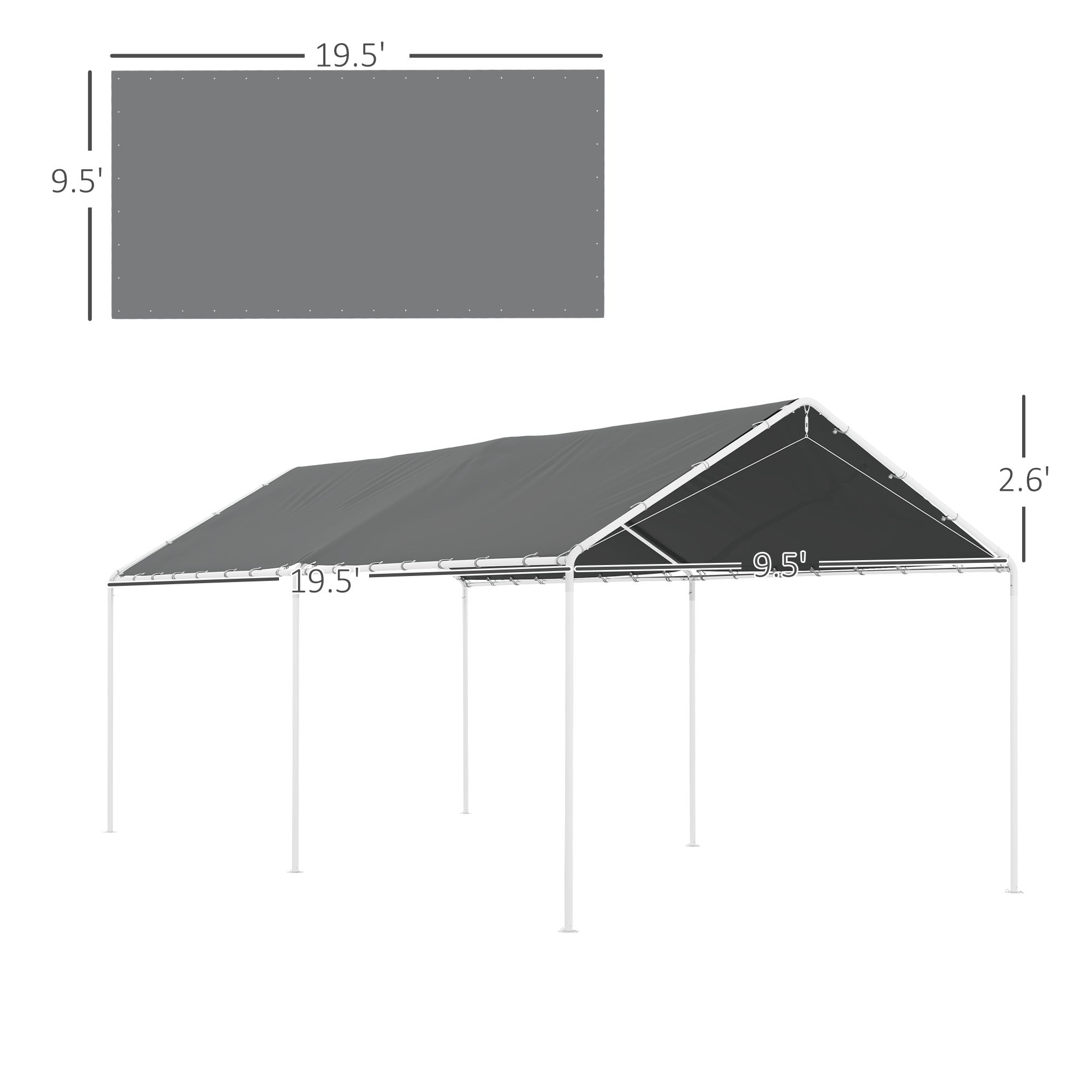 Toile de remplacement pour carport PE Outsunny - 3