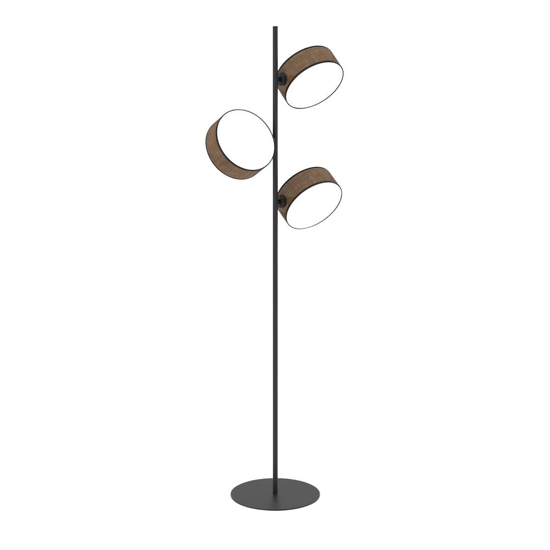 Lampa stojąca minimalistyczna DRUMZ czarno-brązowa 3xE14x10W tkanina wym:160x46x29cm IP20 Emibig