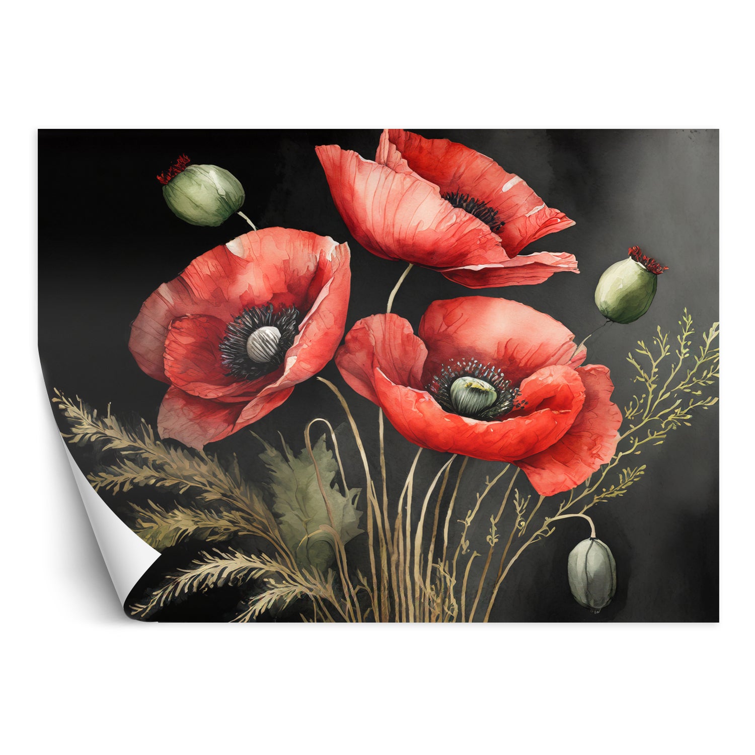 Fototapeta, Malowane czerwone maki 200x140