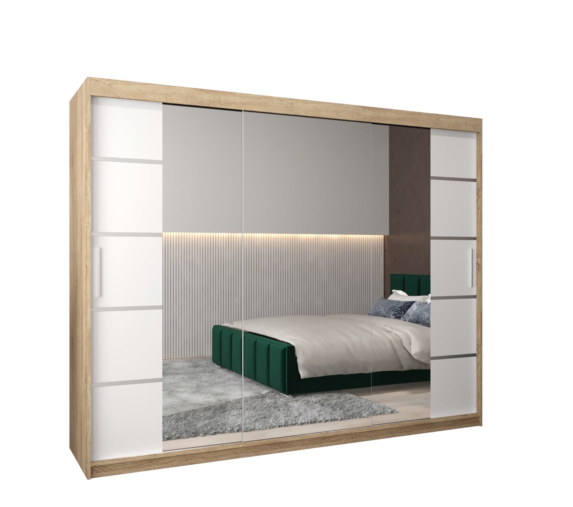 Szafa przesuwna garderoba Verona 4 250 x 62 x 200 cm Sonoma + Biały - Abiks Meble