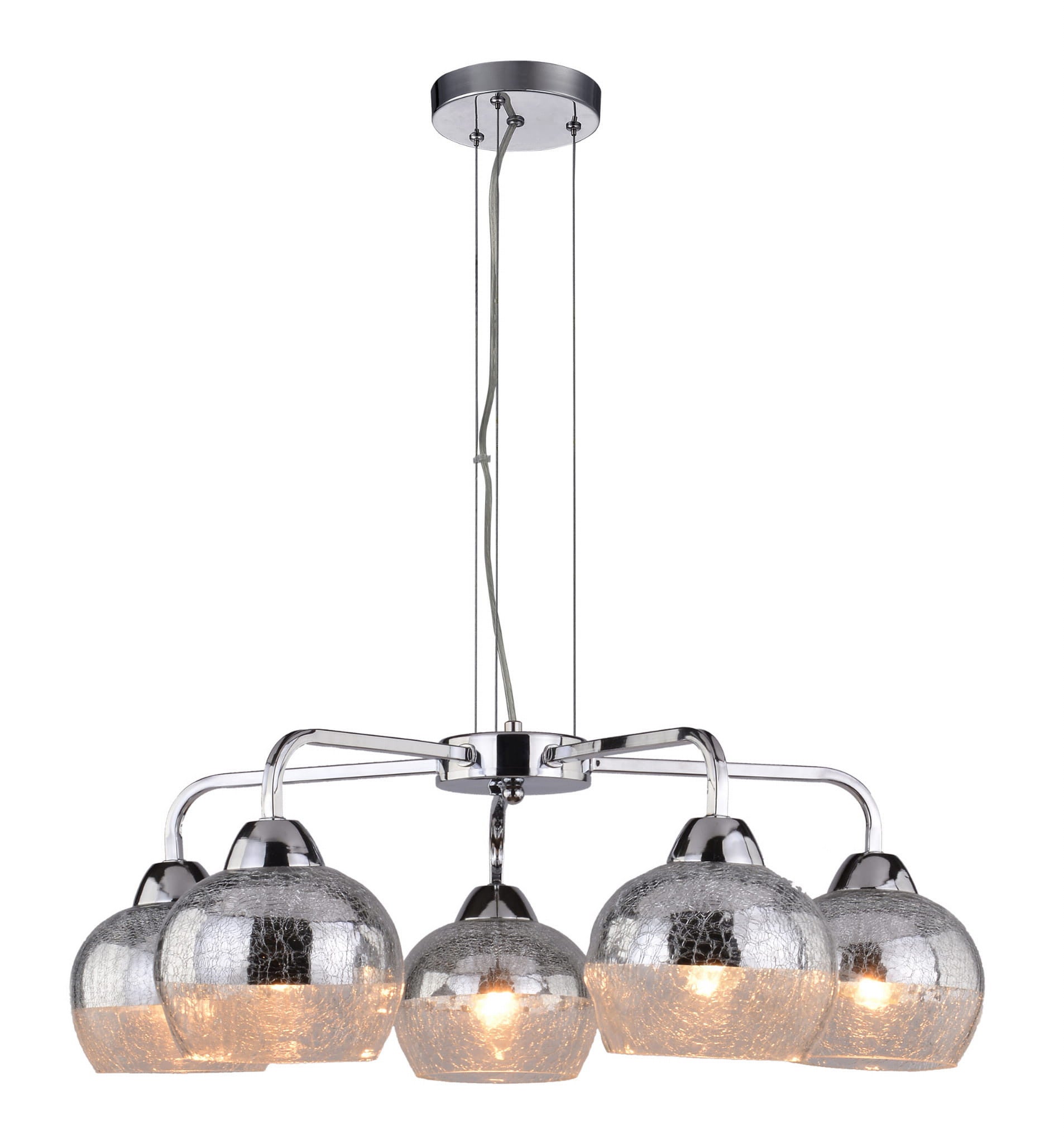 Lampa wisząca Cromina chromowana-półprzezroczysta 5xE27x60W wym: 115 x 55 x 55 cm szkło Candellux