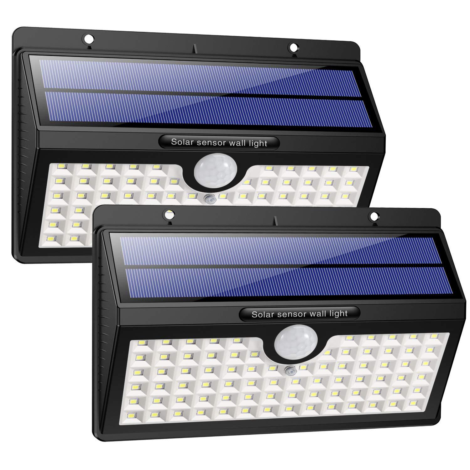Lampy solarne zewnętrzne 2 sztuki 78 diod LED 180° czujnik ruchu wodoodporne oświetlenie bezprzewodowe światło punktowe potężne bezpieczeństwo