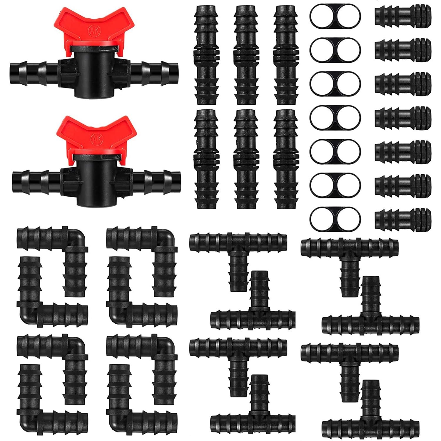 42-częściowy zestaw złączek do nawadniania kropelkowego, kolczaste złączki do nawadniania