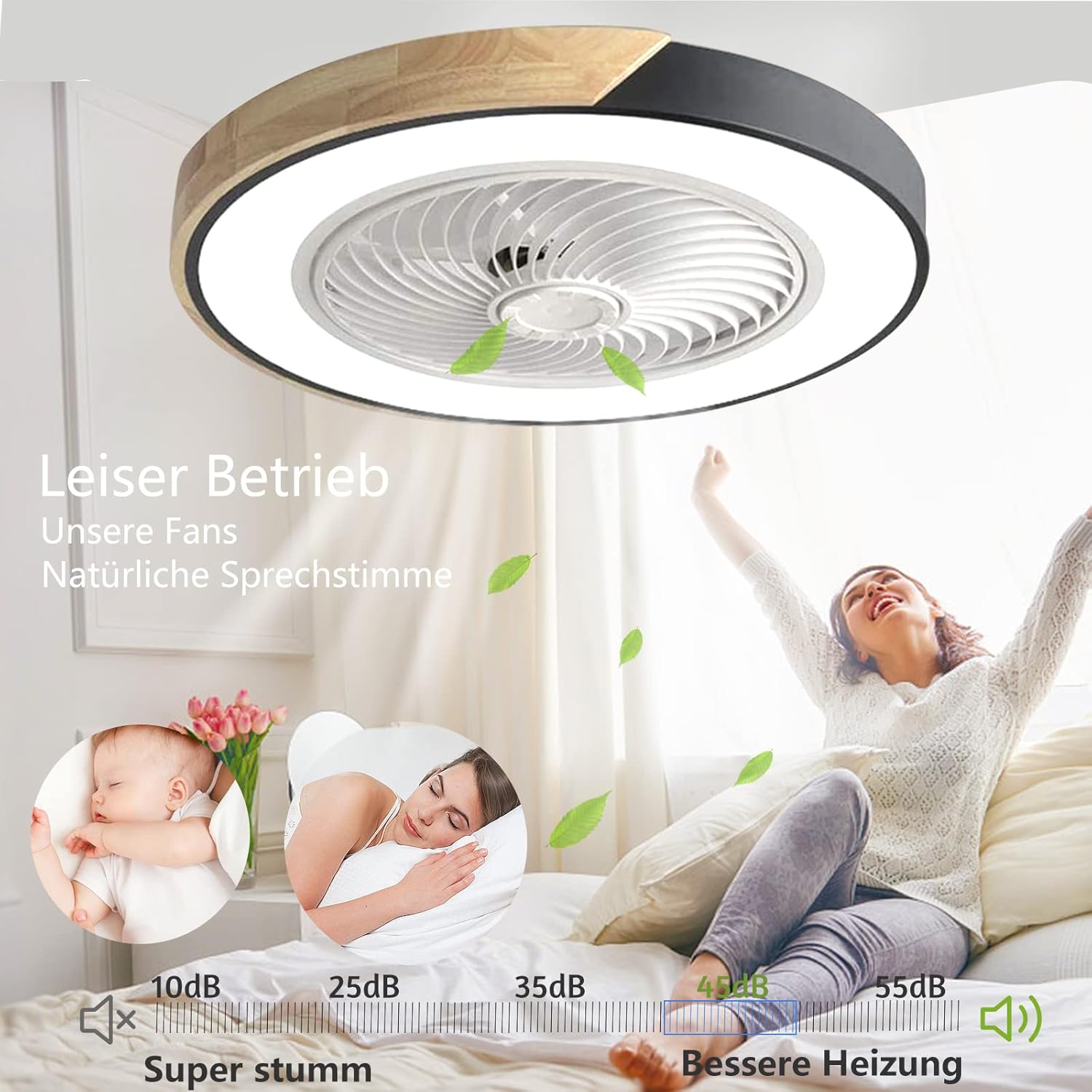 Lustre LED avec ventilateur télécommande ventilateur de plafond lumière invisible lustre silencieux adapté pour salle à manger salon chambre - 5