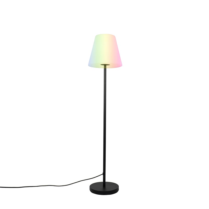 Inteligentna lampa podłogowa czarna z białym kloszem 35 cm IP65 z WiFi A60 - Virginia