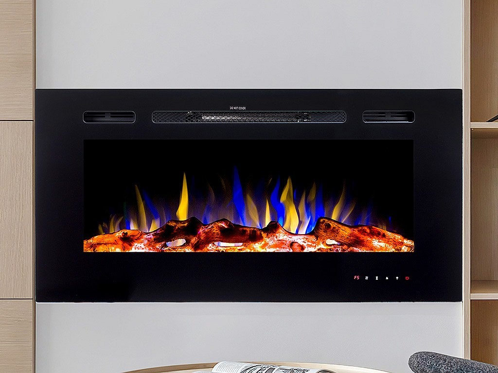 Kominek elektryczny ścienny CALBUCO - szer. 101,6 x gł. 14 x wys. 54,4 cm - czarny