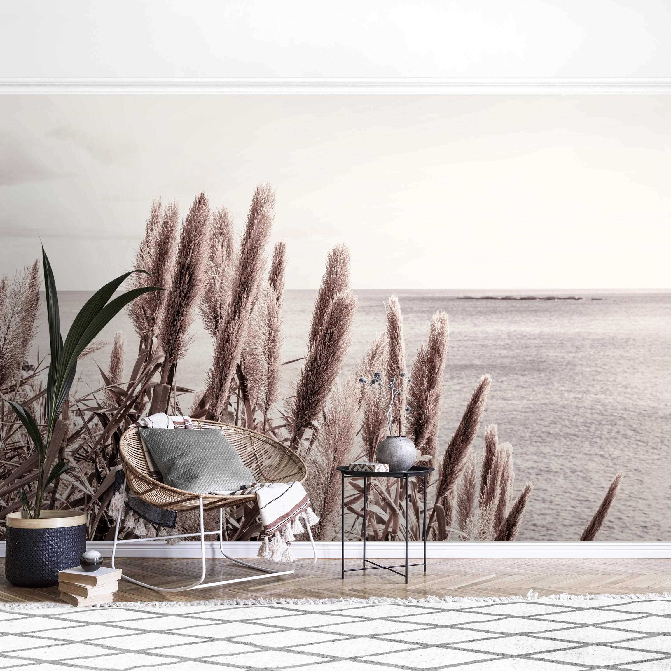 Papel pintado fotomural botánico tropical rústico flores romántico 286 - salón dormitorio cocina pasillo - tnt 336 x 225 cm adhesivo