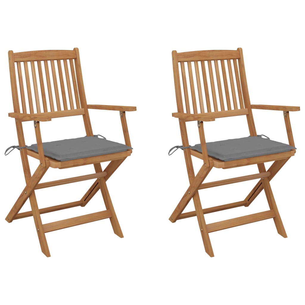 Lot de 2 Chaises pliables de jardin | Siège de Terrasse | Chaise d'extérieur avec coussins Bois d'acacia CFW600875 - 2
