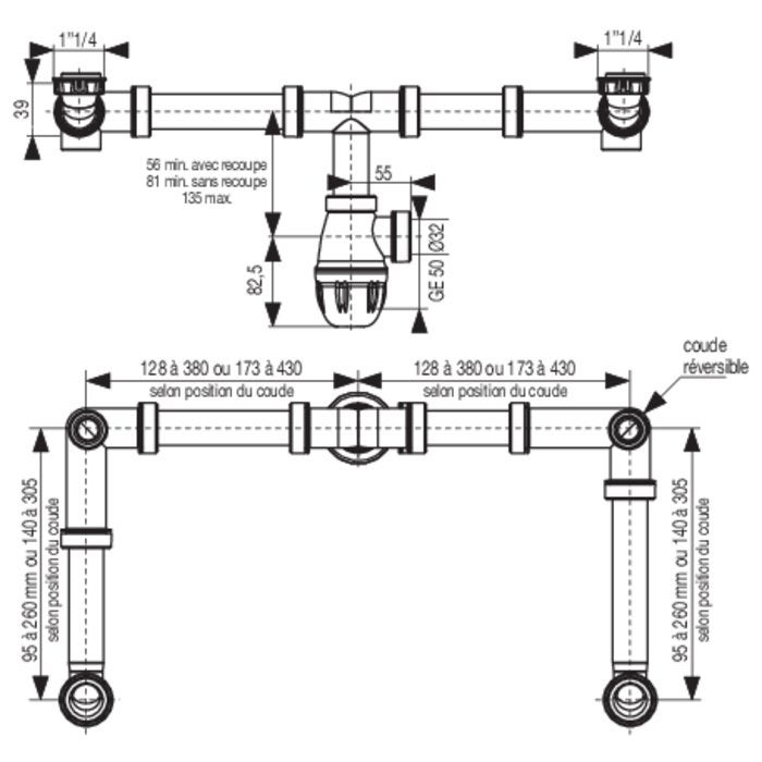 Raccordement pour lavabo 2 vasques - Valentin - 2
