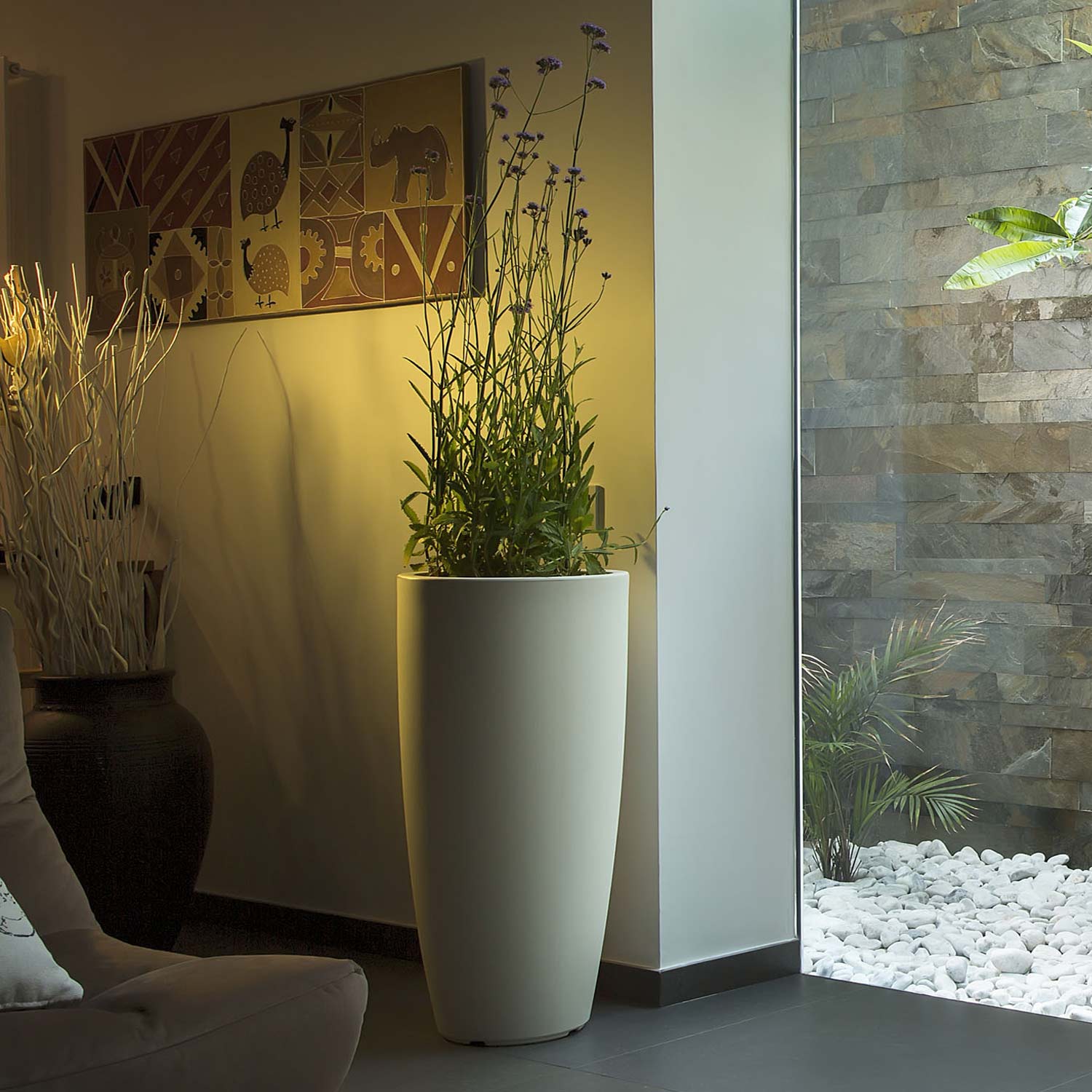 Pot de Fleurs Agave en Résine Rond Gris H70 Ø 33Cm - 7