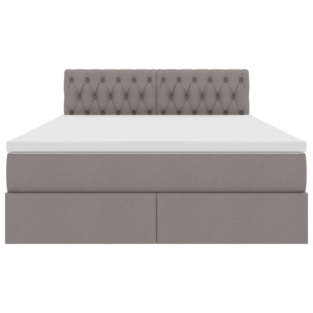 Lit avec rangement et matelas taupe 140 x 200 cm velours - 7
