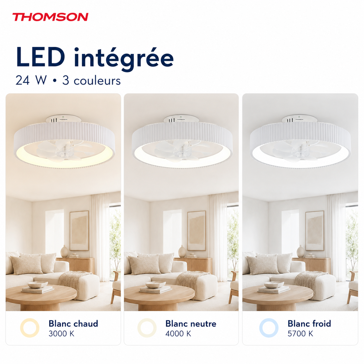 Ventilateur de plafond avec lumière THOMSON LILA avec 7 pales, diamètre de 50 cm et télécommande incluse - 6