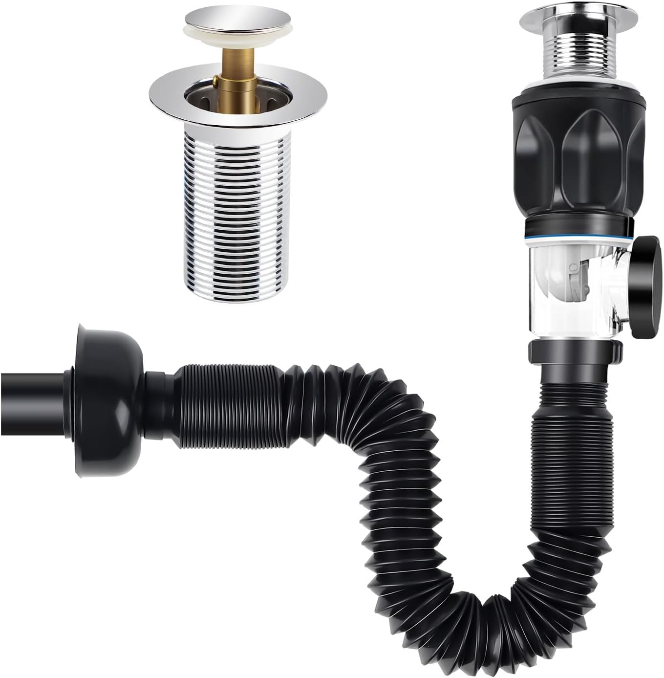 Ensemble vidage siphon tuyaux de vidange Anti-odeur flexible filtre désodorisant rétractable lavabo évier cuisine wc toilettes salle de bain anti odeur - Bricolage
