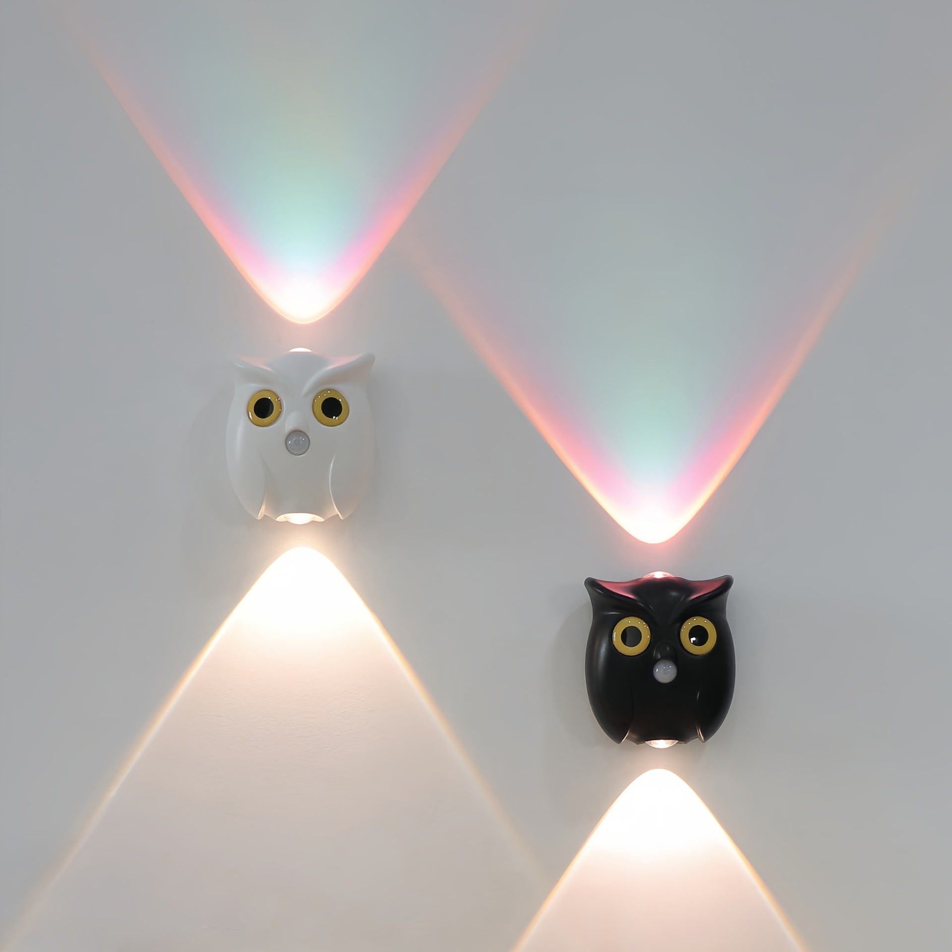 2 lampki ścienne sowy, oświetlenie z czujnikiem ruchu, ładowalna lampka nocna, odpowiednia do korytarzy, klatek schodowych i szafek