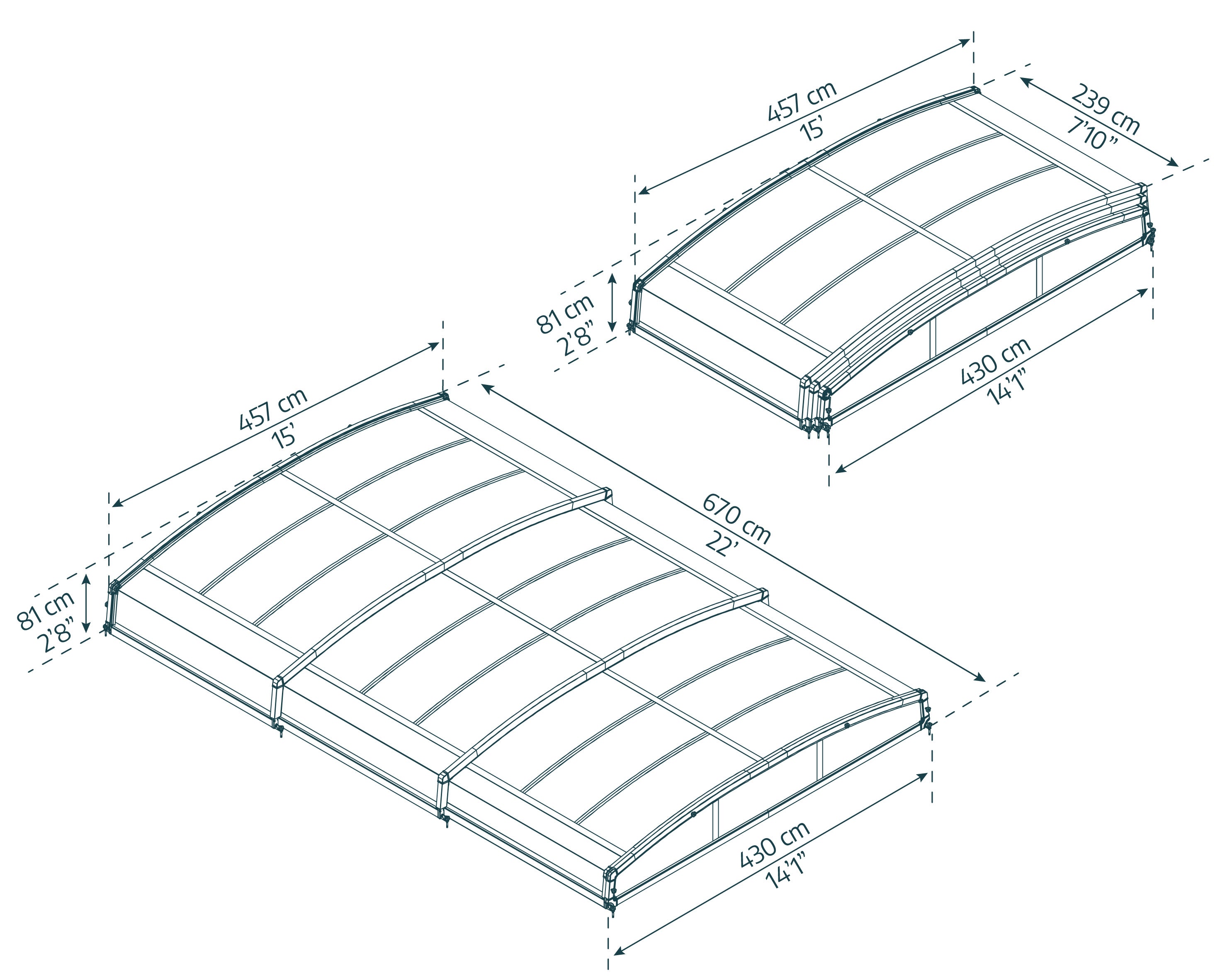Canopia Abri piscine téléscopique Majorca 6.7 x 4.5 m Gris 669.2x0 - 7