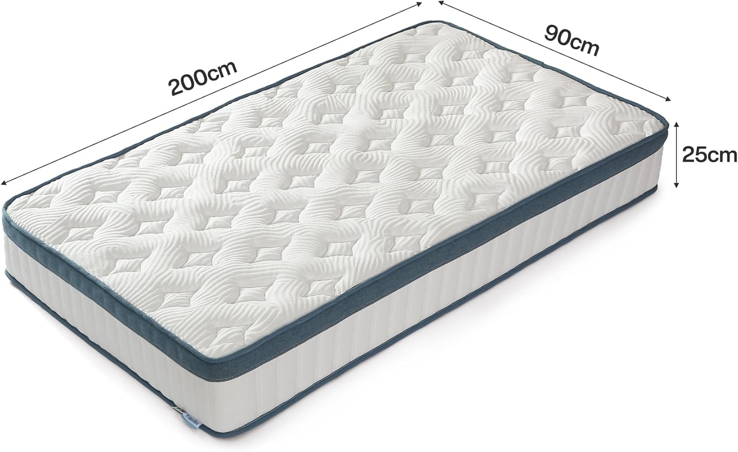 Tribesigns Colchão 90x200 cm, 25 cm, colchão ortopédico de 7 zonas com certificação Oeko-TEX, colchão de molas - 2