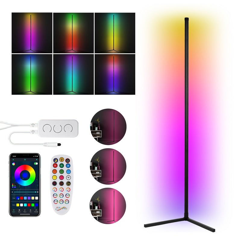 Piantana RGB Moderna Lampada Da Terra LED Dimmerabile 156cm Con Telecomando - RGB E Luce Bianca Regolabile | Per Soggiorno E Camera Amdelne 156cm - 10