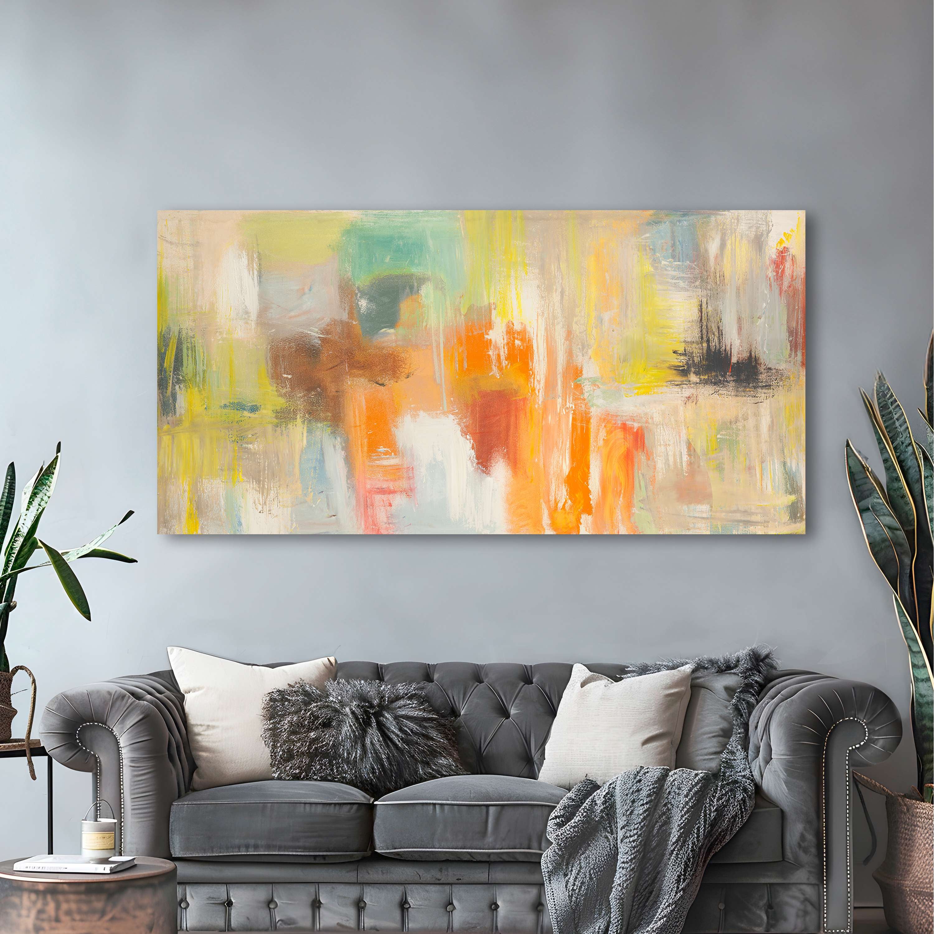 Peinture abstraite moderne - impression sur toile - Lucas, Reflets de la nature - 120x60 cm - 2