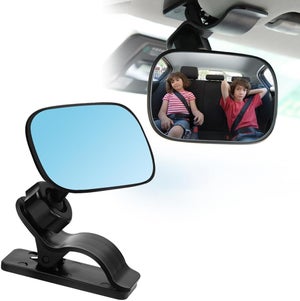 Miroir De Voiture Intelligent Pour Bébé Avec Lumières, Contrôle Vocal Pour Siège De Voiture De Sécurité Pour Bébé Face à L'arrière Avec Large Vue Cristalline, Incassable, Entièrement Assemblé, Testé