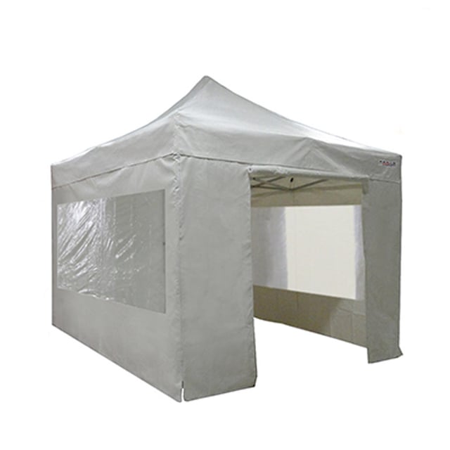 FRANCE BARNUMS - Tente Pliante 4 x 4m | Tonnelle 16m² | Abri, Jardin, Terrasse| Aluminium 45mm | Blanc | Murs amovibles avec Fenêtres