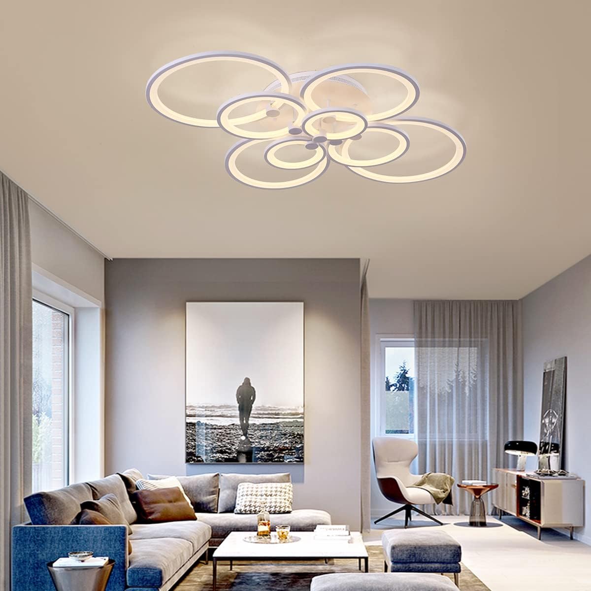Lampadario Plafoniera LED moderno da soffitto Dimmerabile 8 cerchi per camera da letto soggiorno cucina 78W x 2 colori 3000K 4000K 6500K - 6