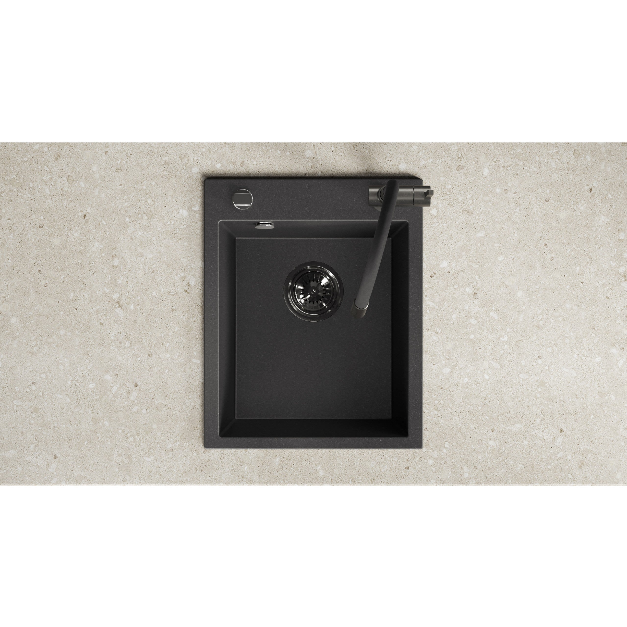 Lavello da cucina in granito nero CHICHI, 1 vasca, 48x38 - 7