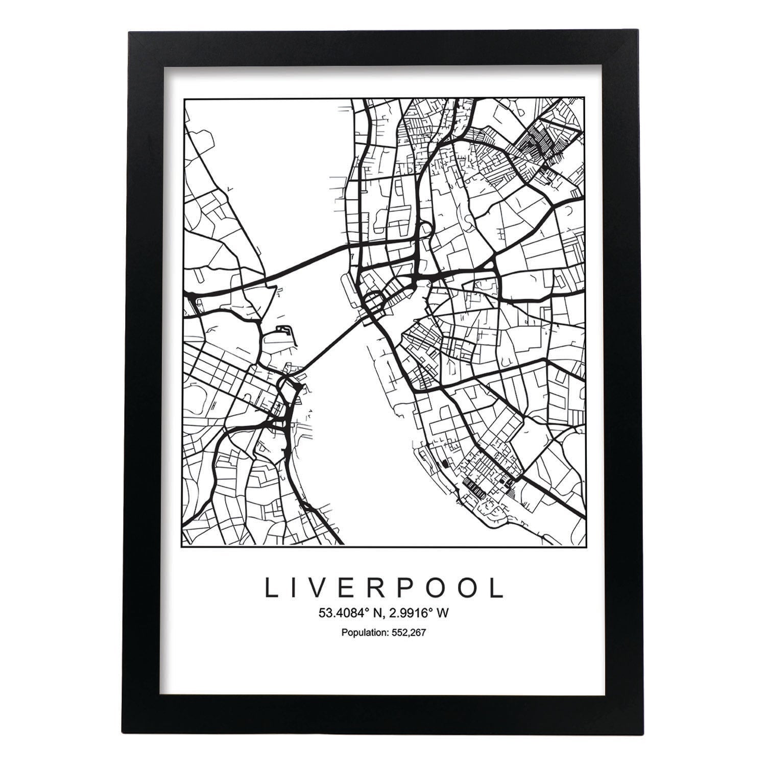 Affiche Carte Ville De Lyon Noir Et Blanc – Format A4, Papier 250 G, Décoration Murale