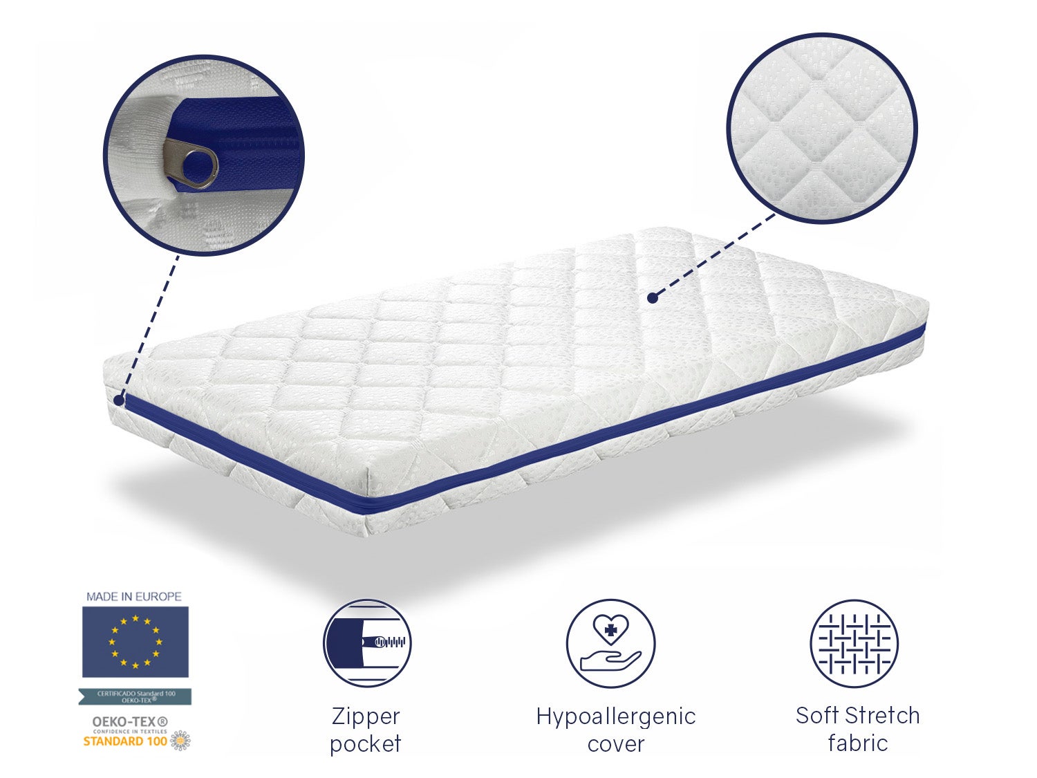 Matelas bebe 70X140 HERMES mousse, Epaisseur 11 CM, Respirante et Dehoussable. Fermete ideale pour les enfants - 5